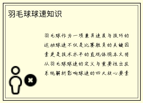 羽毛球球速知识