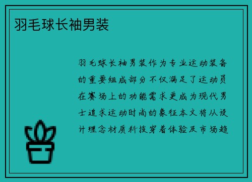 羽毛球长袖男装
